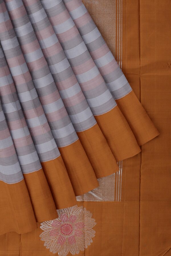 Grey saree with Light Brown Border
