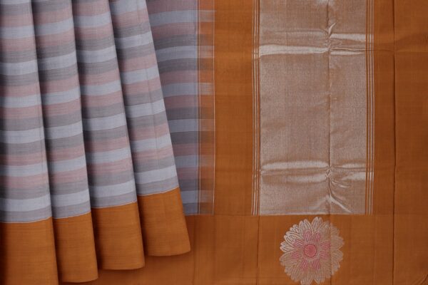 Grey saree with Light Brown Border - Image 5