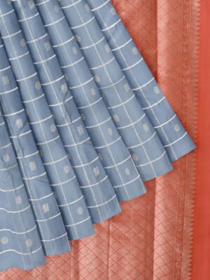 Grey Saree with Orange Border