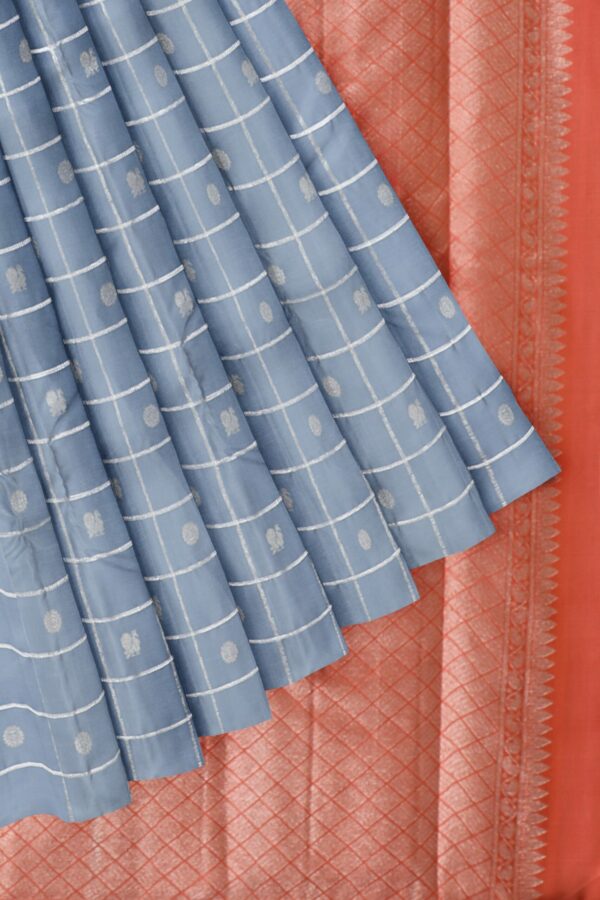 Grey Saree with Orange Border