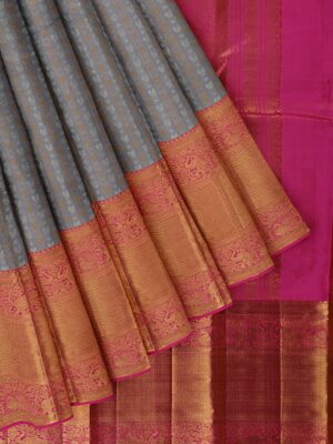 Grey Saree with pink Border