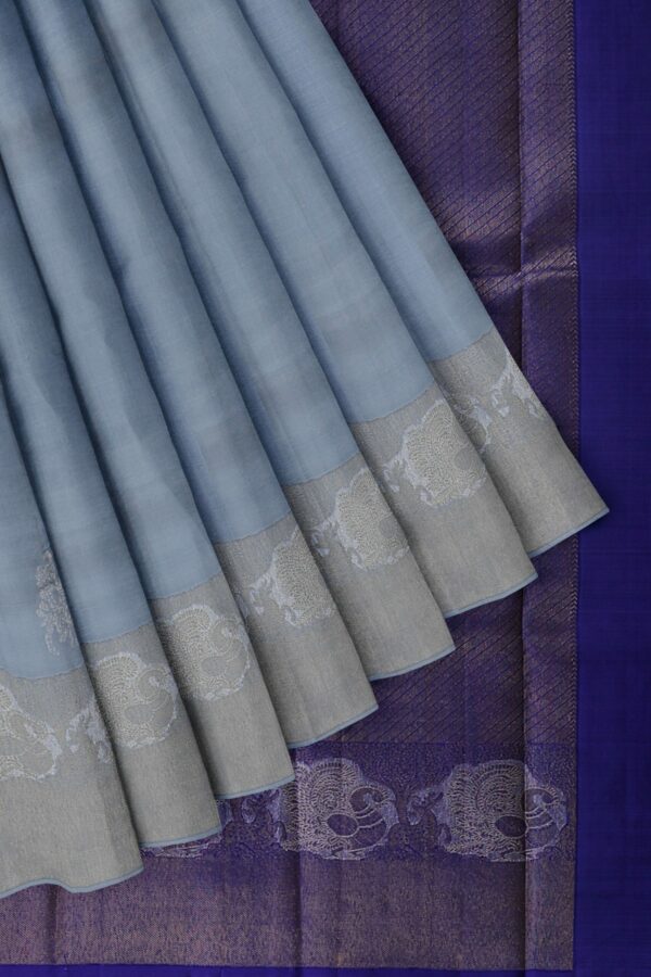 Grey saree with Purple Border