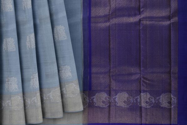 Grey saree with Purple Border - Image 5