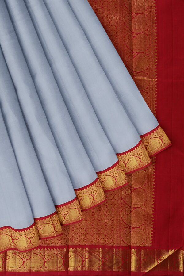 Grey Saree with Red and Gold Border