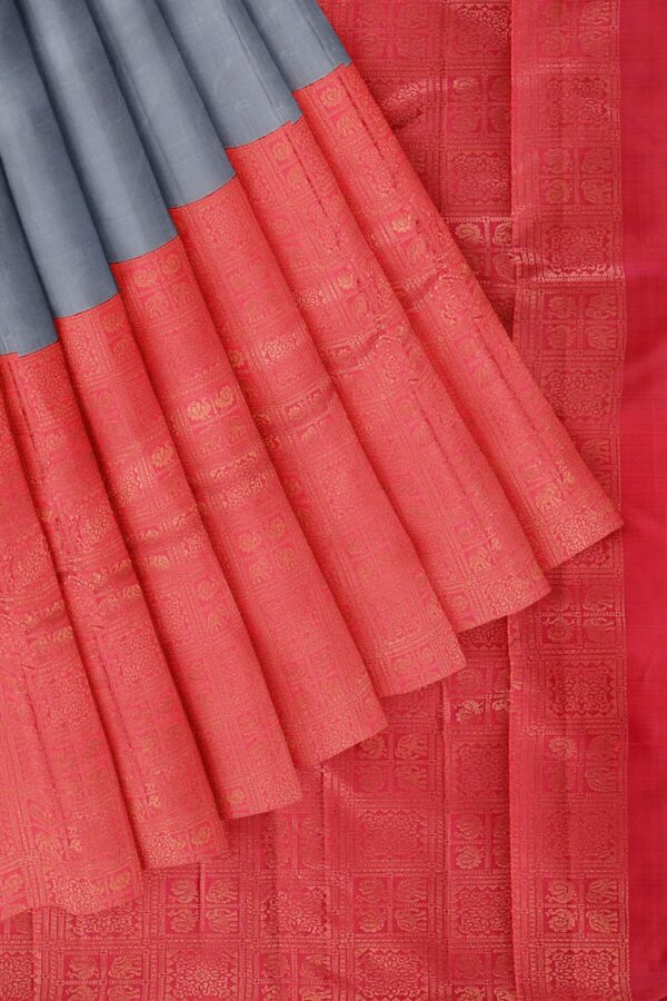 Grey saree with red border
