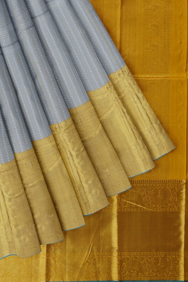 Grey saree with Yellow border