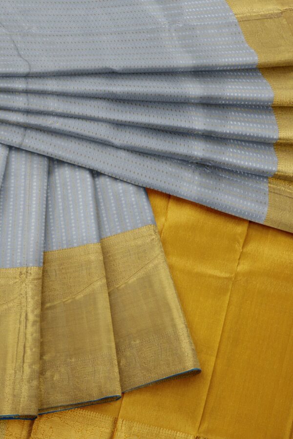 Grey saree with Yellow border - Image 2