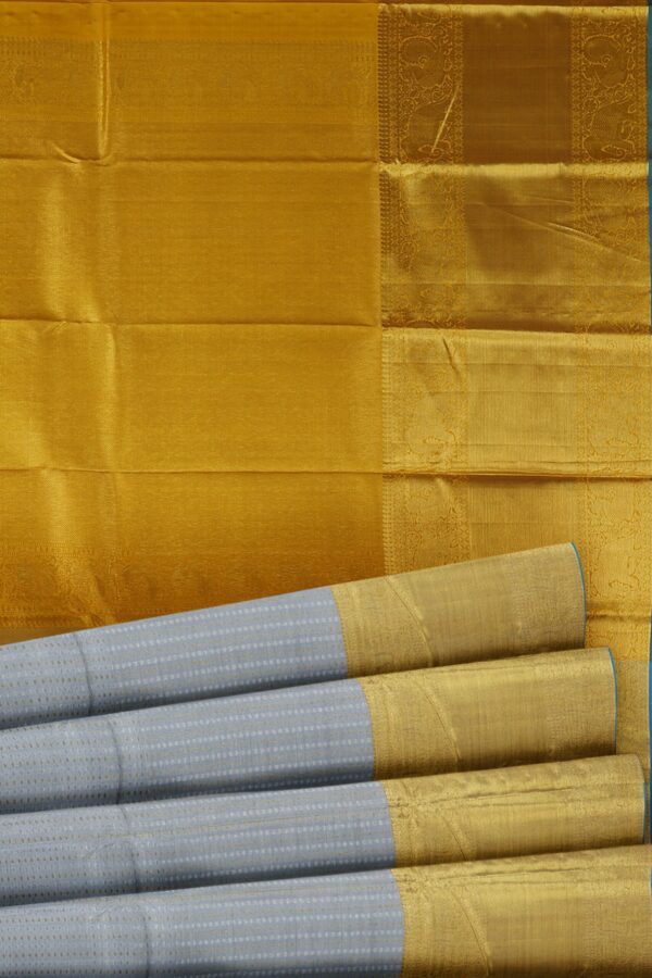 Grey saree with Yellow border - Image 5
