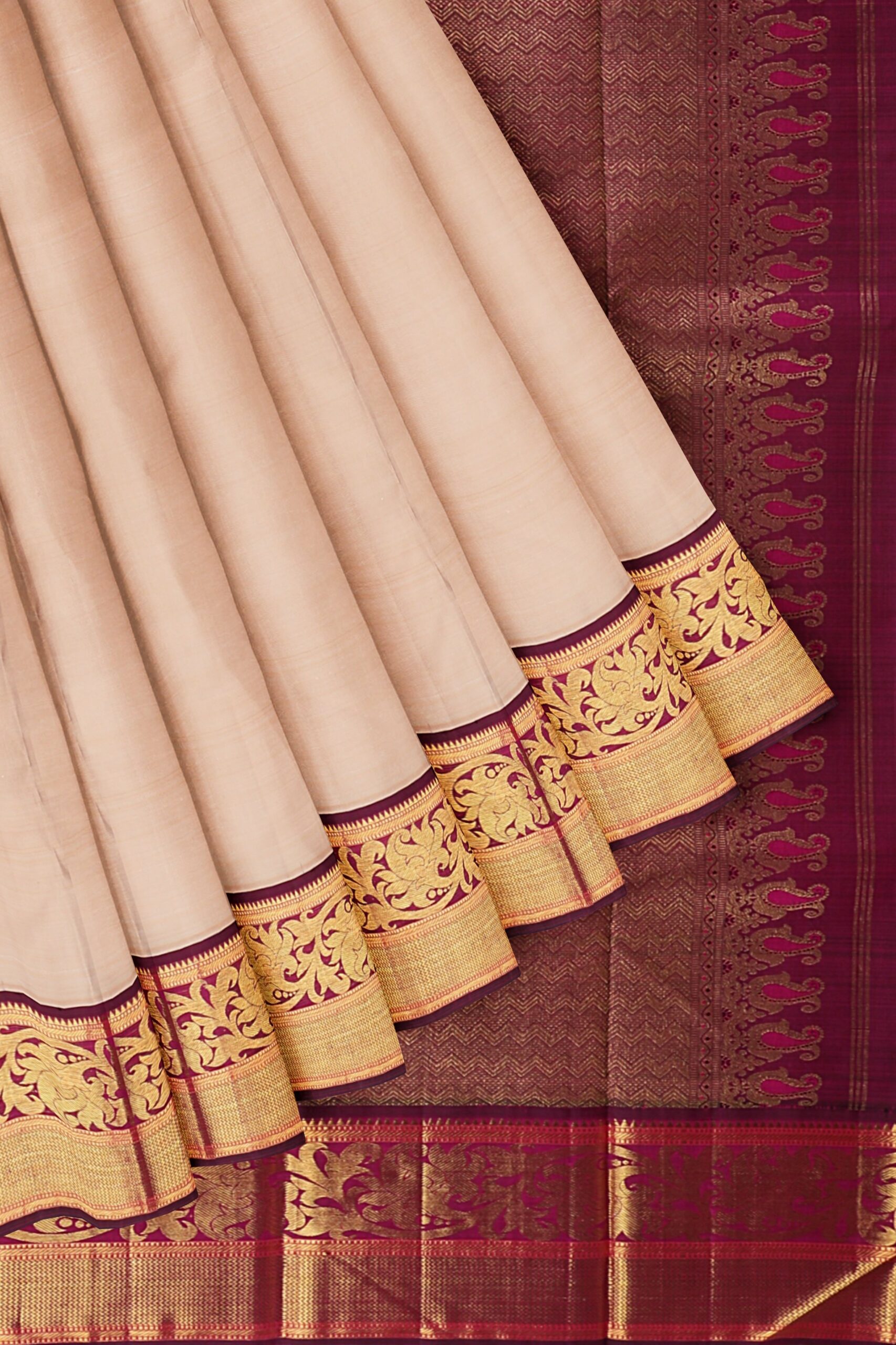 Half White Saree with Maroon Border