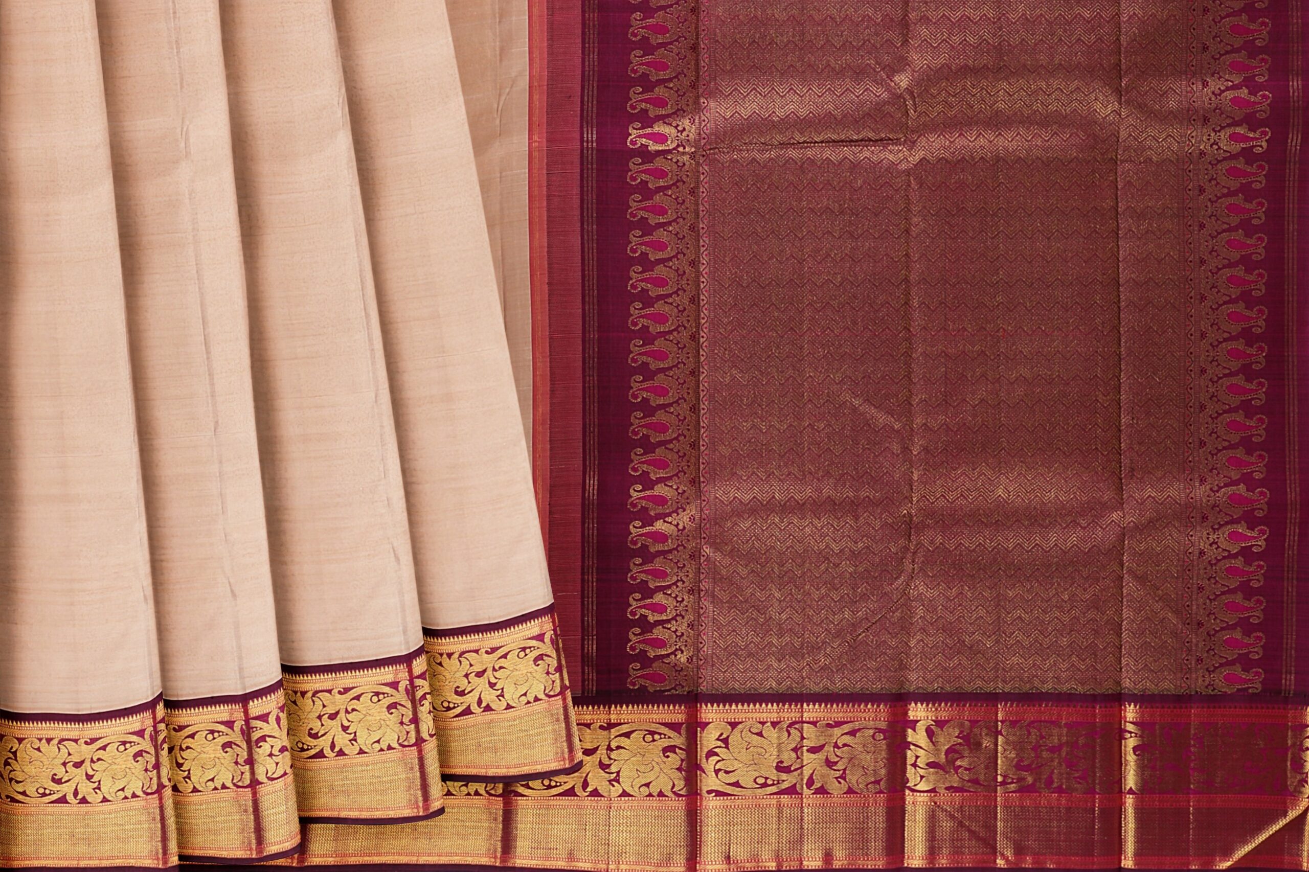 Half White Saree with Maroon Border - Image 5