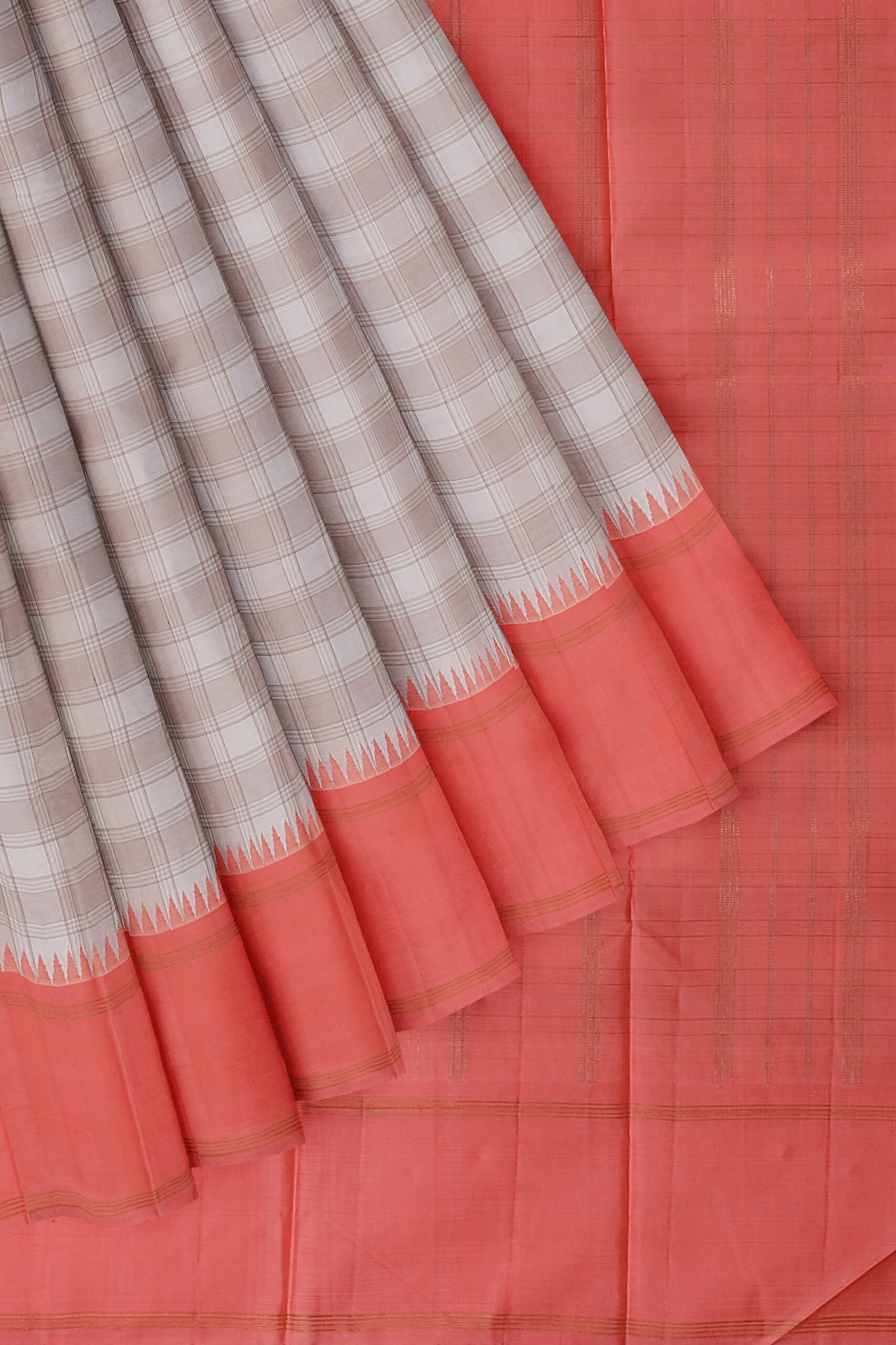 Half White saree with Orange Border