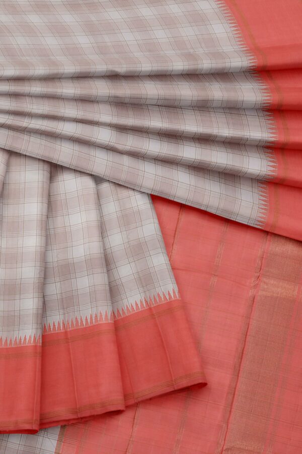 Half White saree with Orange Border - Image 2