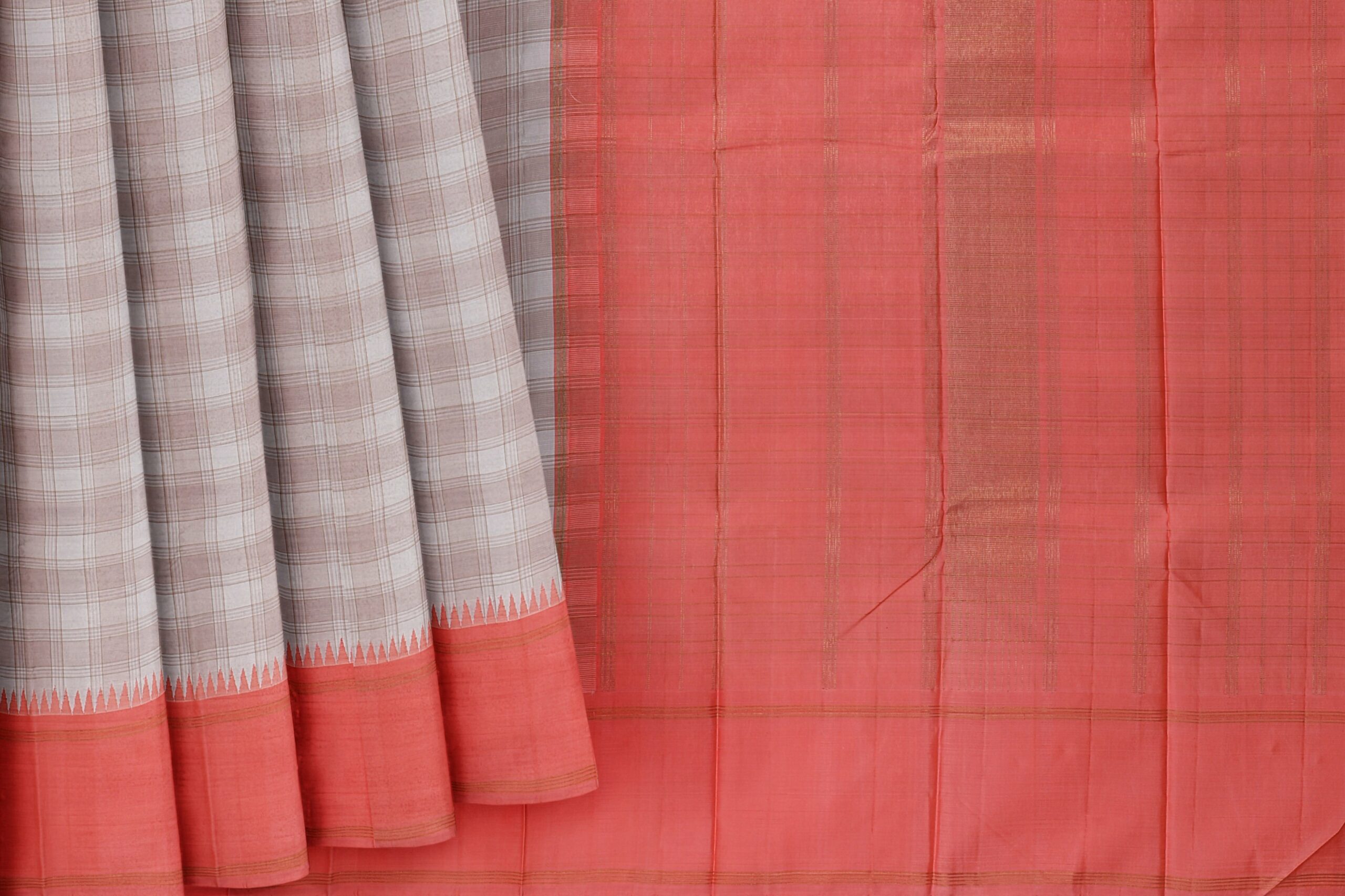 Half White saree with Orange Border - Image 5