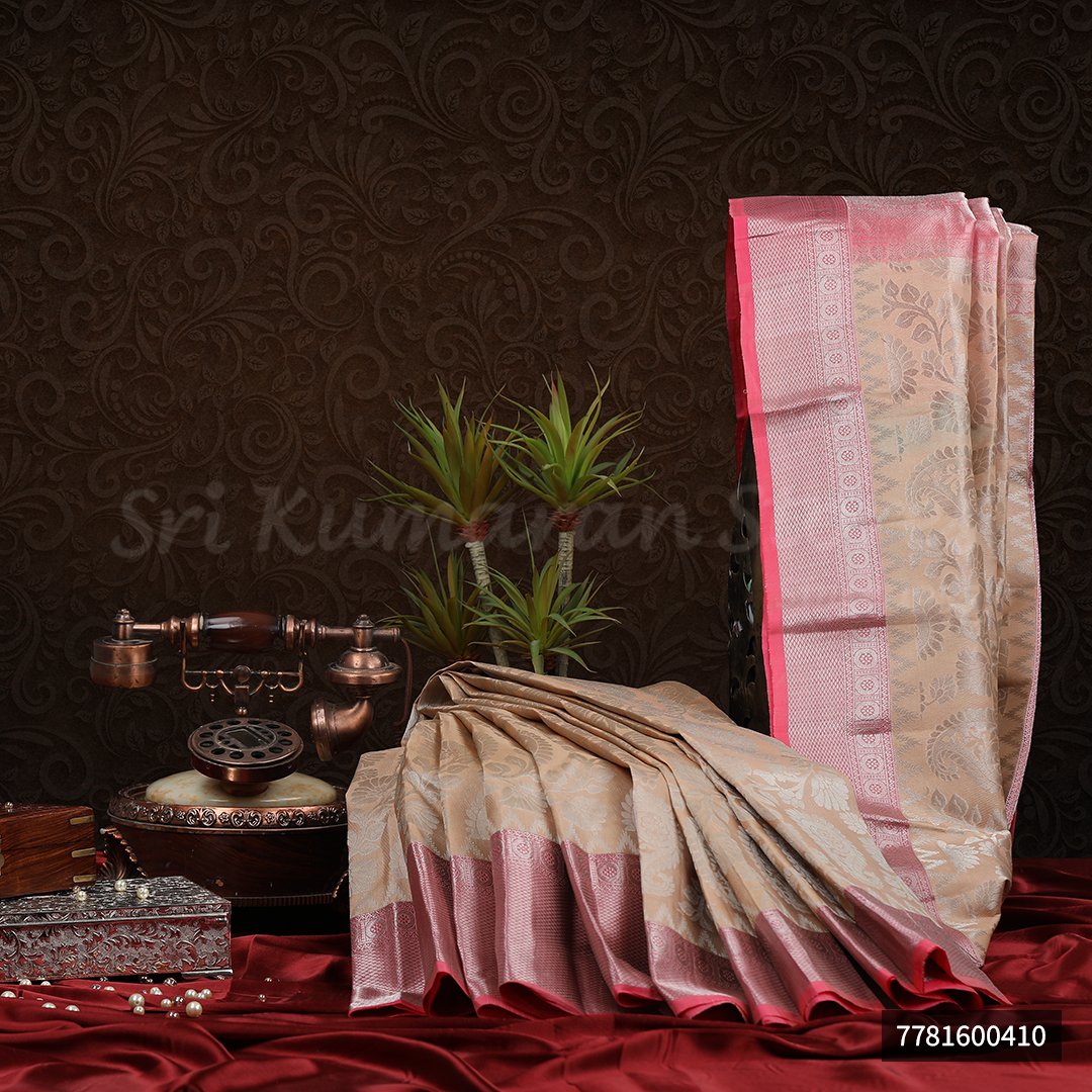 Half White Saree With Pink Border