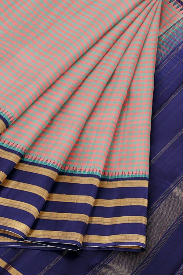 Half white saree with purple border - Image 4