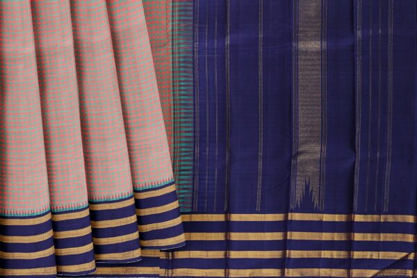Half white saree with purple border - Image 5
