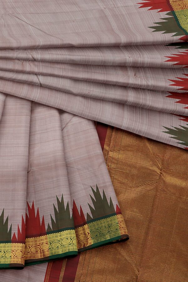 Half White Saree with red Border - Image 2