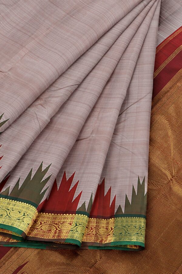 Half White Saree with red Border - Image 4