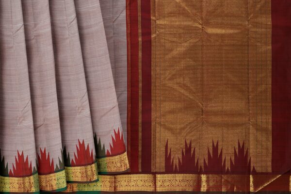 Half White Saree with red Border - Image 5