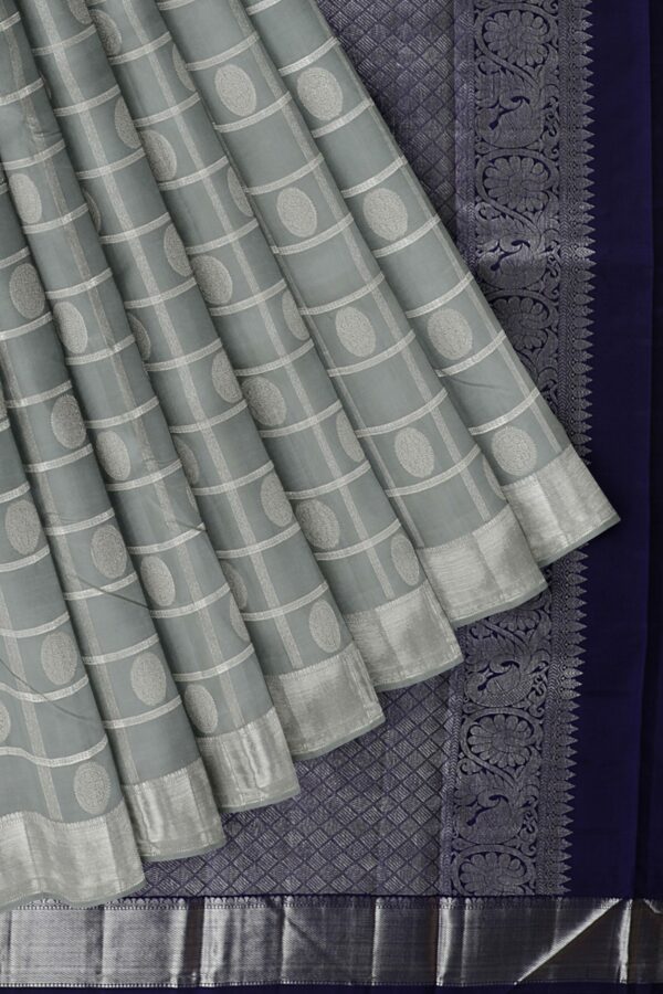 Half White Saree with silver Border