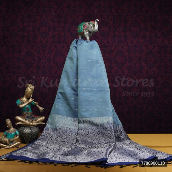 Light Blue Saree With Dark Blue Border