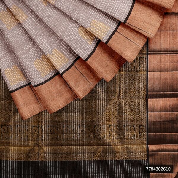 Light Brown Saree With Brown border - Image 5