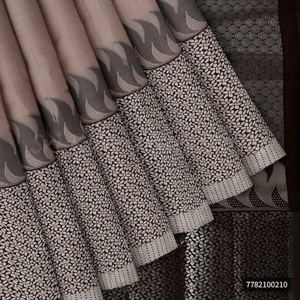 Light Brown Saree With Dark Brown Border - Image 4