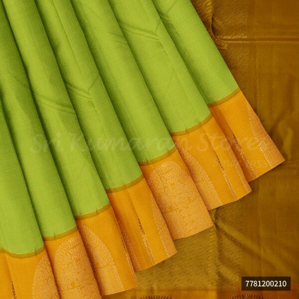 Light Green Saree With Yellow Border - Image 4