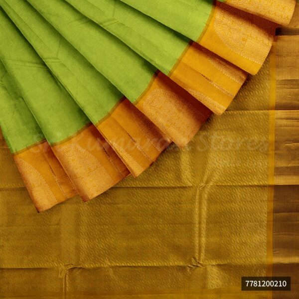 Light Green Saree With Yellow Border - Image 5