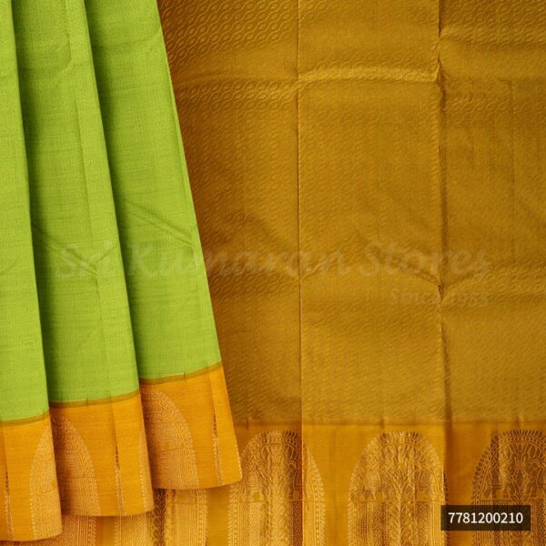 Light Green Saree With Yellow Border - Image 6
