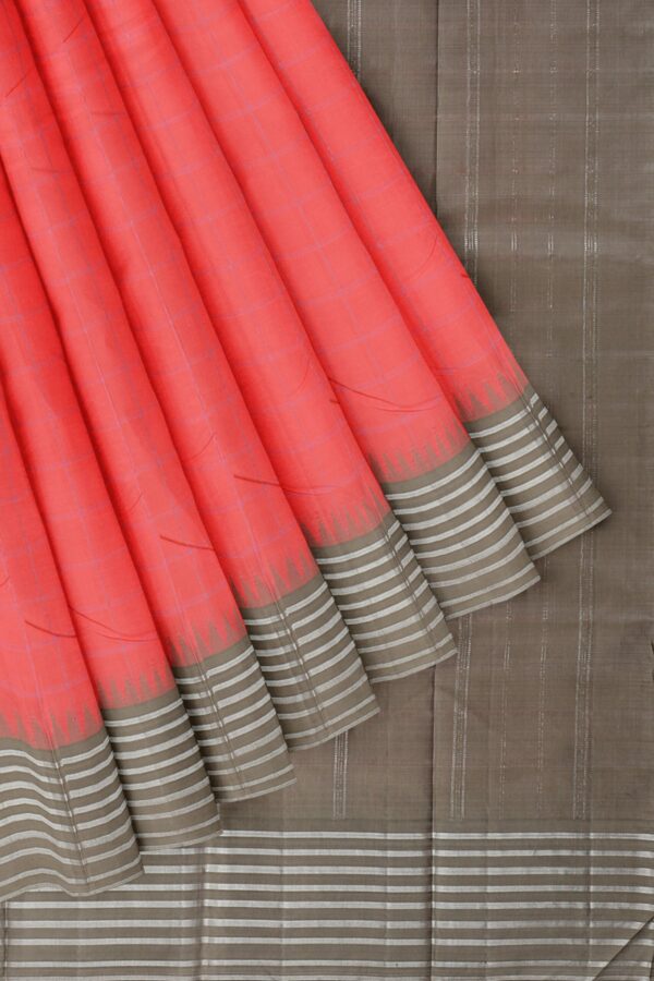 Light Orange saree with Grey Border