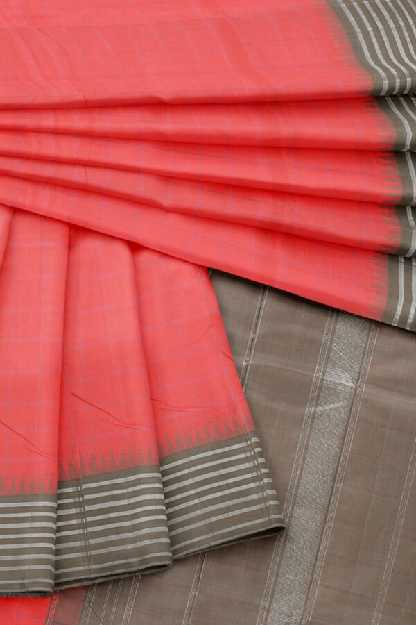 Light Orange saree with Grey Border - Image 2