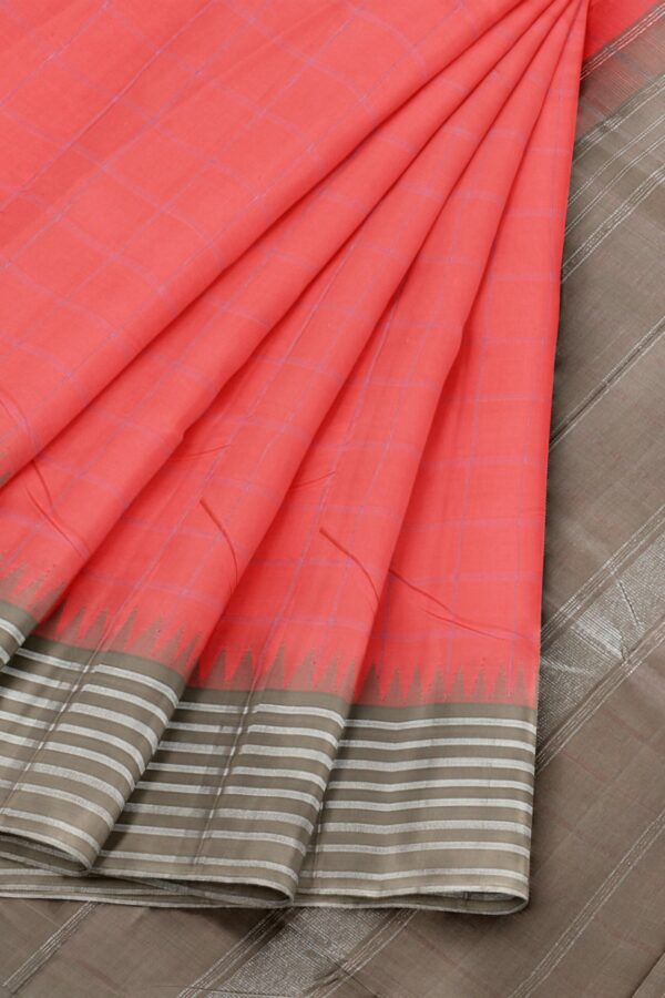 Light Orange saree with Grey Border - Image 4