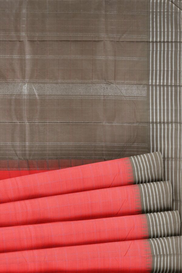 Light Orange saree with Grey Border - Image 5