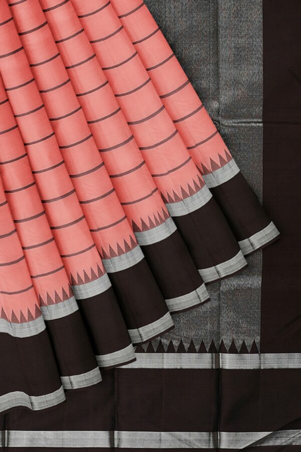 Light pink saree with dark brown border