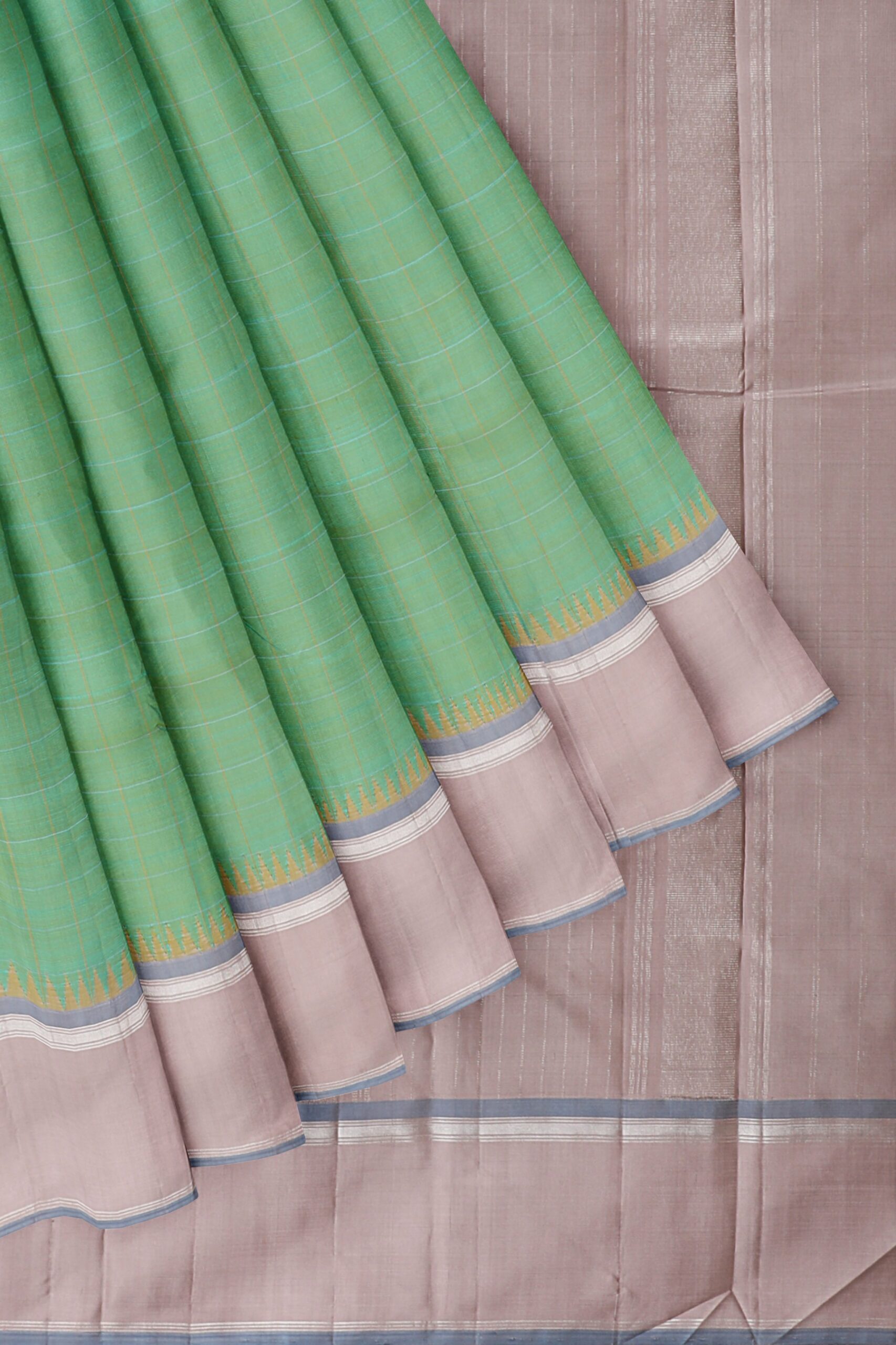 Mint green Saree with half white border