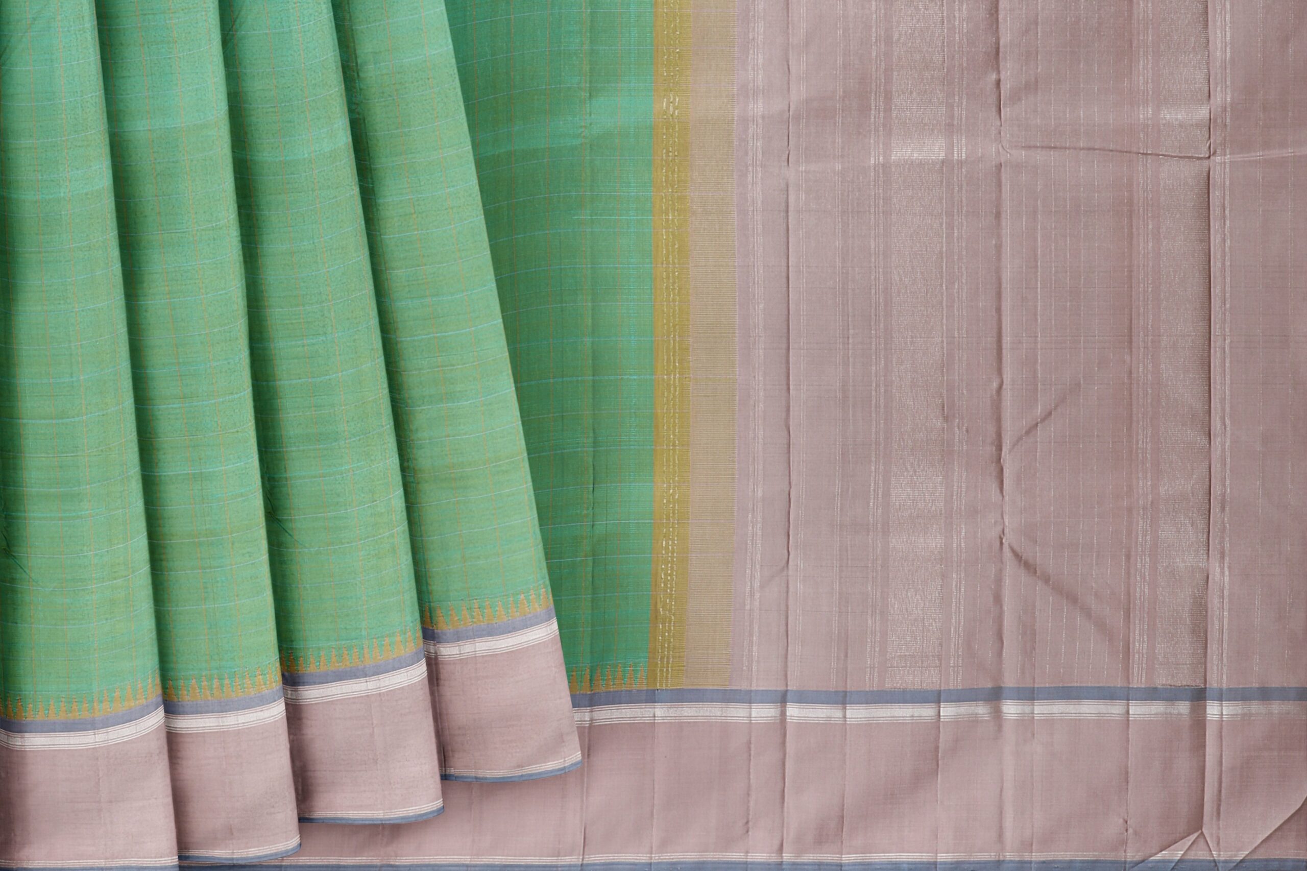 Mint green Saree with half white border - Image 5
