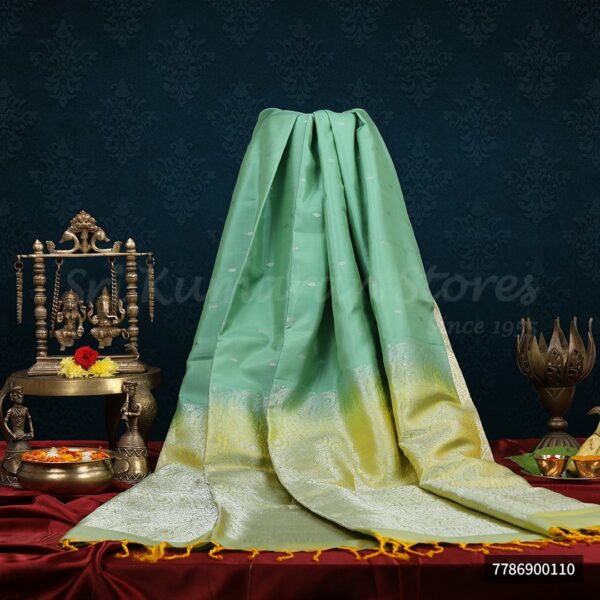 Mint Green Saree With Yellow Border