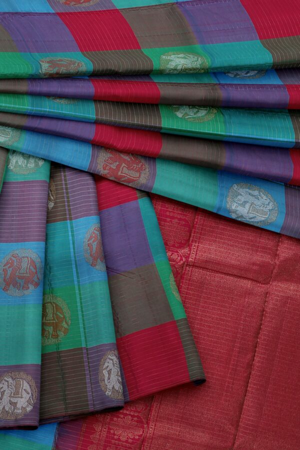 Multi Colour saree with Red Border - Image 2