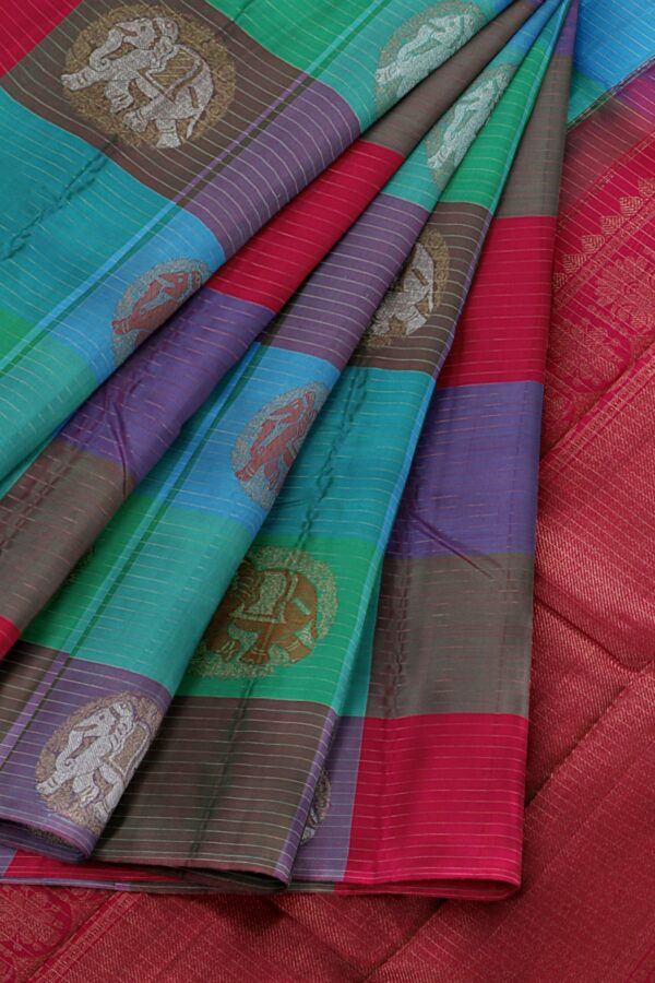 Multi Colour saree with Red Border - Image 4