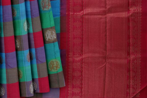 Multi Colour saree with Red Border - Image 5