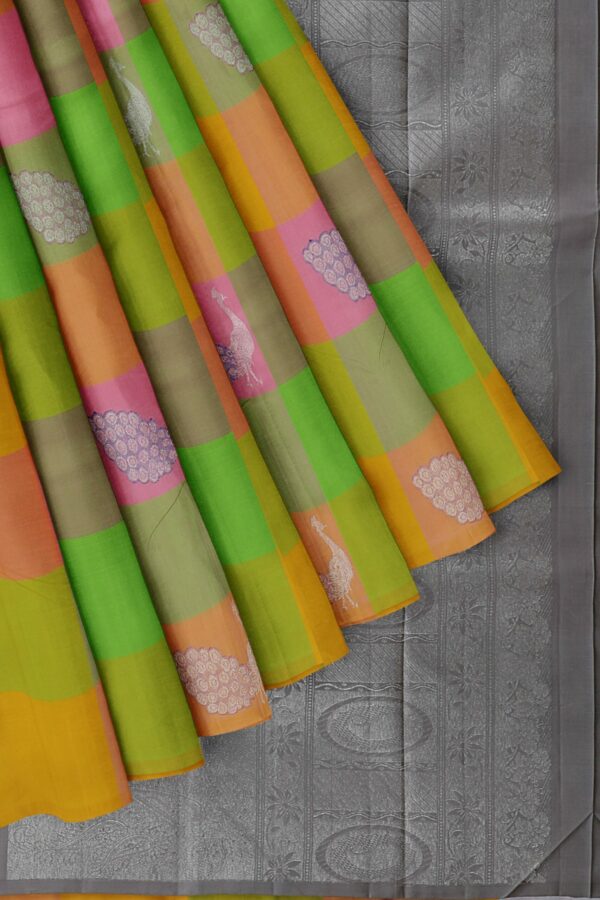 Multi colour saree with silver border
