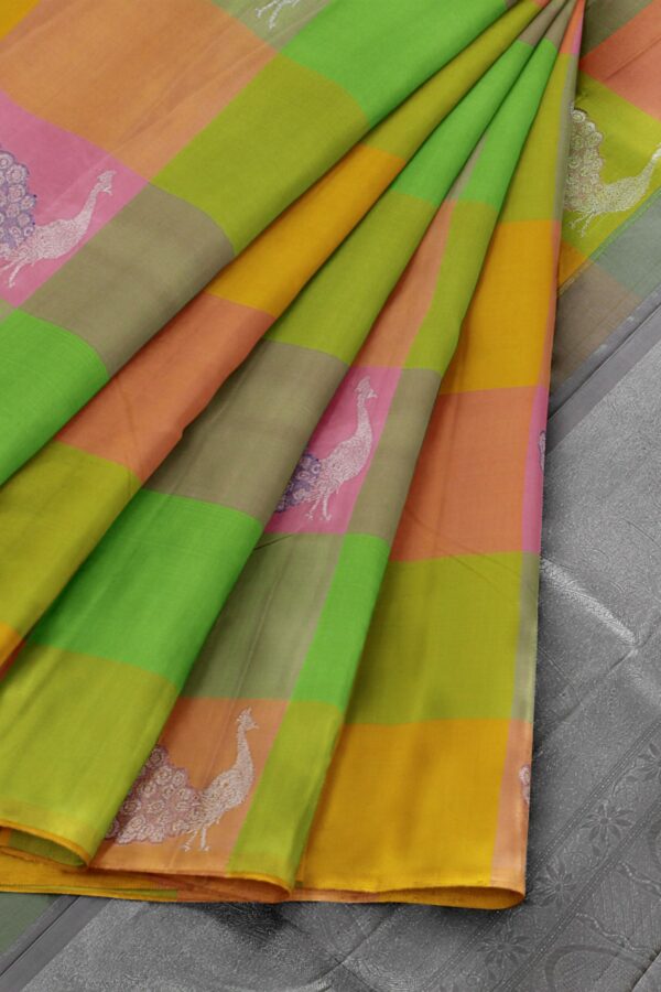 Multi colour saree with silver border - Image 4