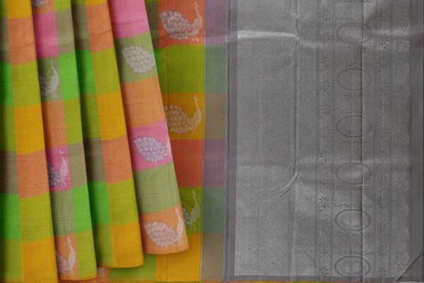 Multi colour saree with silver border - Image 5