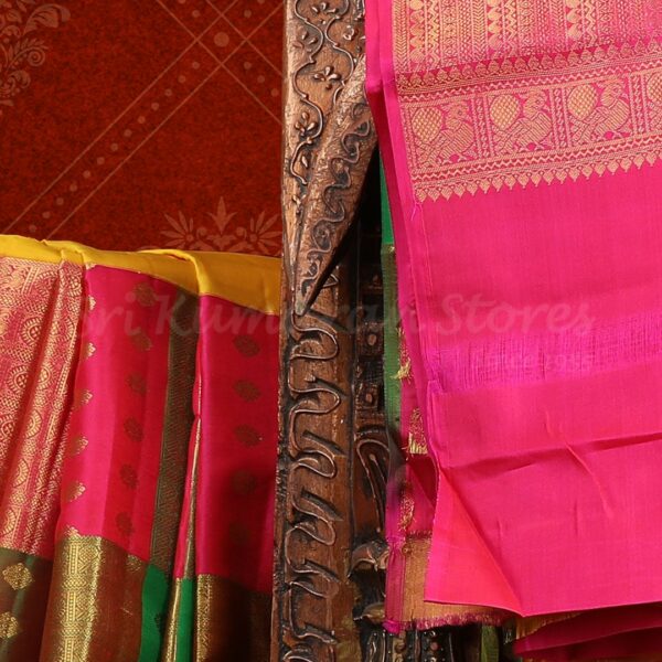 Multicolour Saree With Pink Border - Image 2