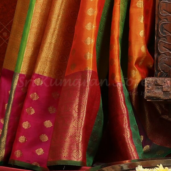 Multicolour Saree With Pink Border - Image 3