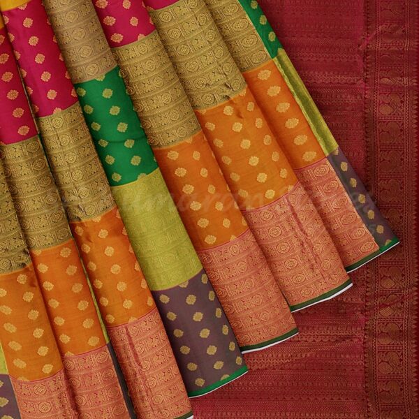Multicolour Saree With Pink Border - Image 4