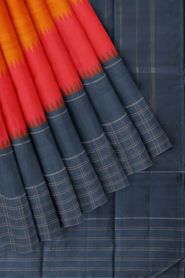 Orange saree with Dark Grey Border