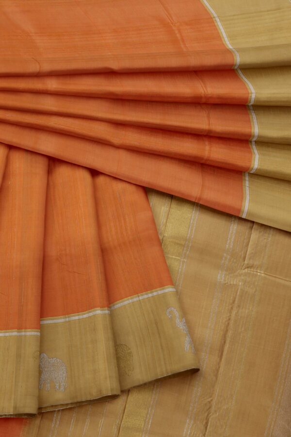 Orange saree with Golden Border - Image 2