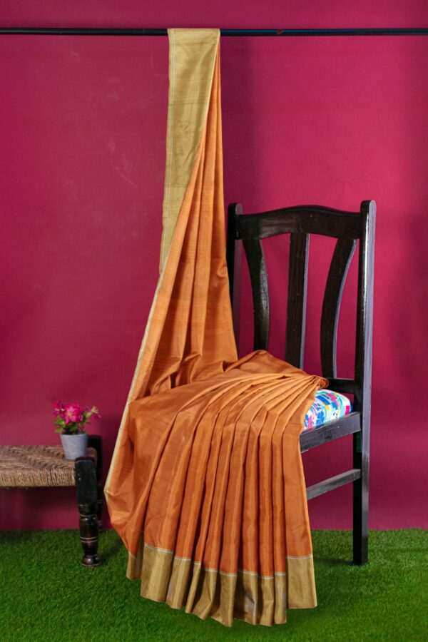 Orange saree with Golden Border - Image 4